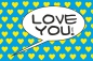 Preview: Love You! Blue-Yellow POP (Paint On Print) Art