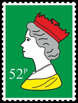 Royal Stamp Queen Green POP (Paint On Print) Art