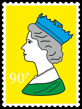Royal Stamp Queen Yellow POP (Paint On Print) Art