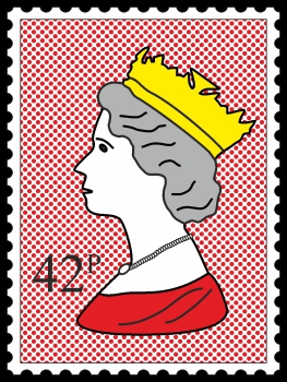 Royal Stamp Queen Red Dots POP (Paint On Print) Art