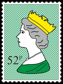 Royal Stamp Queen Green Dots POP (Paint On Print) Art