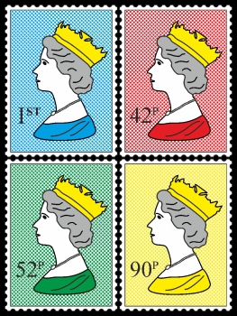 Royal Stamp Queen Four Colour Dots Quartett One POP (Paint On Print) Art