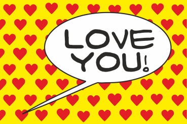 Love You! Yellow-Red POP (Paint On Print) Art