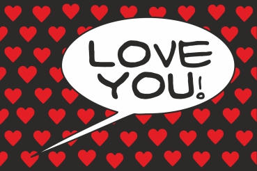 Love You! Black-Red POP (Paint On Print) Art