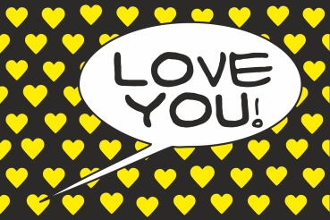 Love You! Black-Yellow POP (Paint On Print) Art