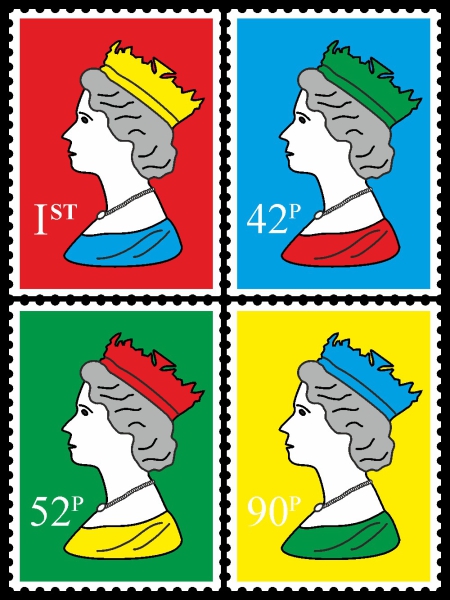 Royal Stamp Queen Four Colour Quartett One Pop Paint On Print Art