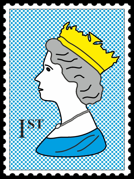 Royal Stamp Queen Blue Dots POP (Paint On Print) Art