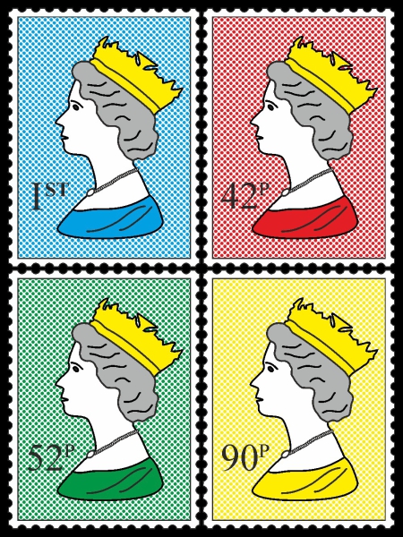 Royal Stamp Queen Four Colour Dots Quartett One POP (Paint On Print) Art