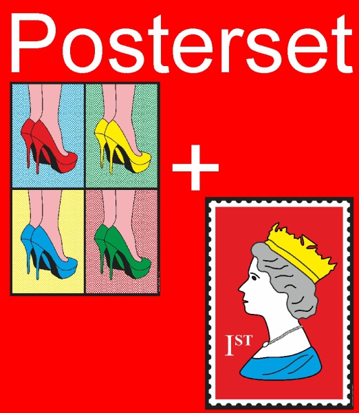 Posterset Zwei Stück Royal Stamp und Pretty Woman 70x100cm Hochglanz Kunstdruck